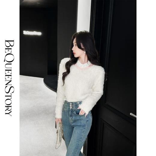 【孤品样衣，不退不换】【奶油桃乐丝】意大利进口金丝线闪光感软糯亲肤毛衣女 商品图4