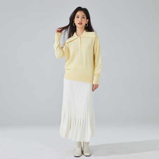 东黎 • 小山羊绒 女士秋冬大翻领简约纯色休闲羊绒衫  3414 商品图1