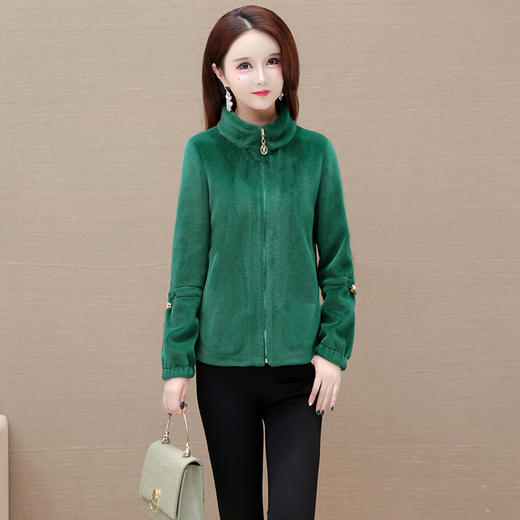 时尚仿貂绒外套，简约短款修身洋气毛呢上衣QYM-XQD-65D01-L 商品图1