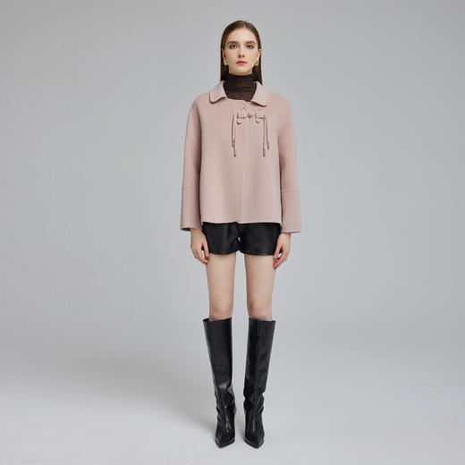 NH956斯尔丽23冬季新款中国风盘扣流苏短款宽松小个子显瘦大衣 商品图3