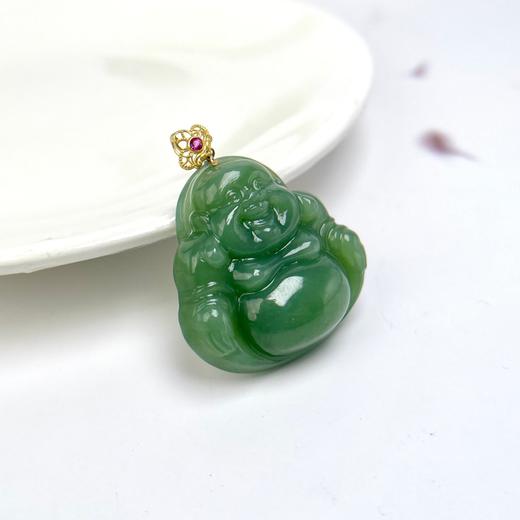 27996-18K碧玉吊坠-大佛公赠链 商品图0