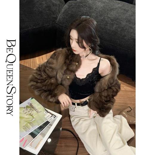 BeQueenStory【静奢女主】肌理感俄罗斯紫貂毛渐变冬季保暖皮草秋冬 商品图0