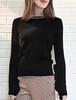 TYNVIE 荷叶边装饰袖口套头针织衫-黑色 商品缩略图0