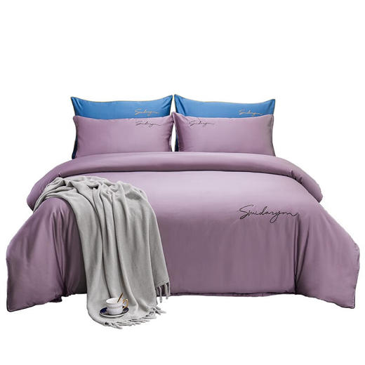 恒源祥（HYX） 恒源祥礼业TBK2056博纳-紫灰60支长绒棉四件套 200*230cm 商品图1