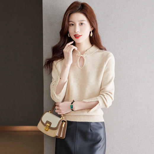 新中式小香风立领毛衣，小个子国风上衣针织衫CC-MY-68276 商品图1