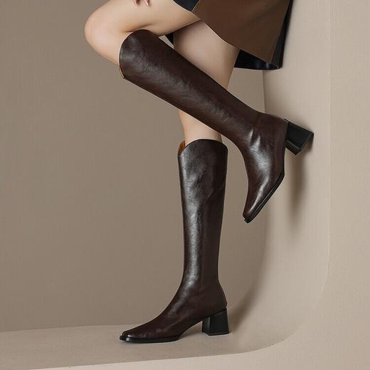 尖头粗跟高跟马丁靴高筒靴，筒骑士靴大筒围长筒靴HB-Z995 商品图4