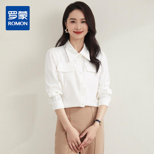 【商务通勤】罗蒙四季款女式长袖衬衫大众日常舒适简约职场衬衫女 商品图0