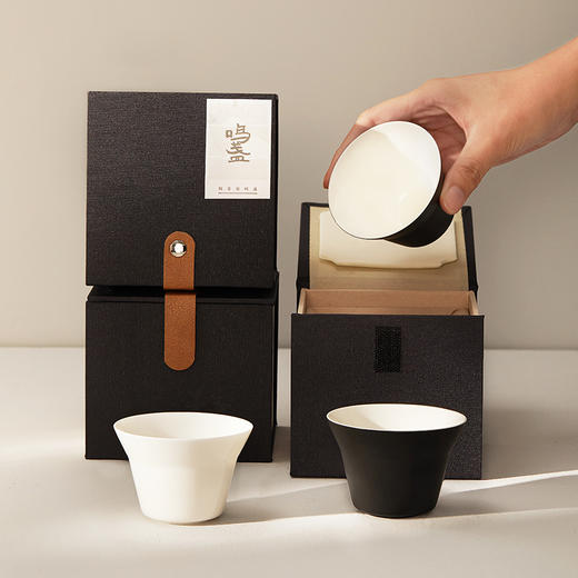 【羊脂玉瓷】鸣盏陶瓷主人杯功夫茶具茶杯品茗杯黑釉陶瓷杯 商品图0