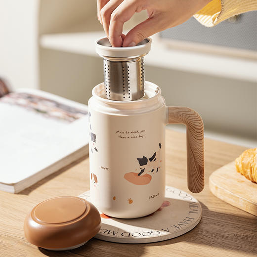 摩登主妇小狗带把咖啡保温杯女生2023新款高颜值不锈钢便携随行水杯子 商品图3