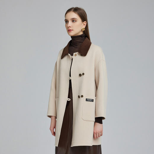NH947斯尔丽23新款撞色方领高级感气质小个子双面保暖羊毛大衣 商品图2