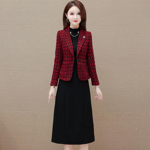 时尚气质套装裙，黑色长款打底裙两件套QYM-H1505-3-Y 商品图0