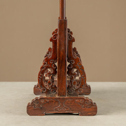 清 黄花梨镶漆地百宝嵌花卉纹插屏 商品图3