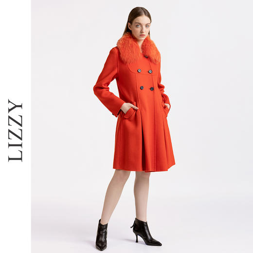 【双面呢】LIZZY2023冬款轻奢女饰狐狸毛领时尚女大衣外套3967 商品图1