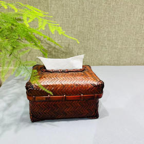 红色竹编纸巾盒