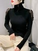 SMZ12129 欧洲站2023冬季新款网纱拼接针织衫高领修身长袖上衣纯色打底衫女 商品缩略图2