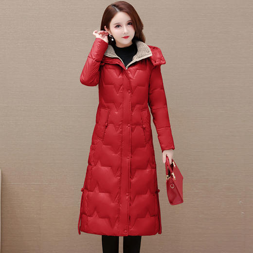 拼色时髦保暖棉服，长袖连帽修身通勤气质棉衣外套QYM-OSB308-L 商品图2