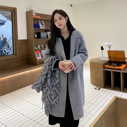 金蘑菇菇【日落派对】中长款宽松全羊毛双面毛呢外套 商品图4