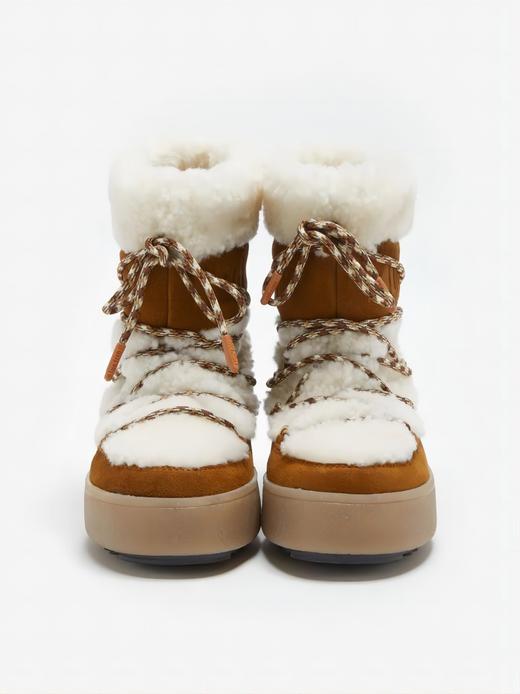 Moon Boot - Mb Jtrack Shearling - Whisky/Off White - 儿童 - 雪地靴 - 浅褐色/白色 商品图3