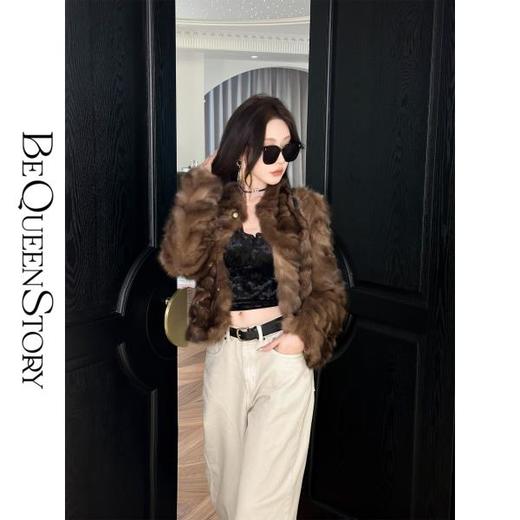 BeQueenStory【静奢女主】肌理感俄罗斯紫貂毛渐变冬季保暖皮草秋冬 商品图3