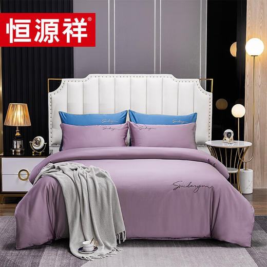 恒源祥（HYX） 恒源祥礼业TBK2056博纳-紫灰60支长绒棉四件套 200*230cm 商品图0
