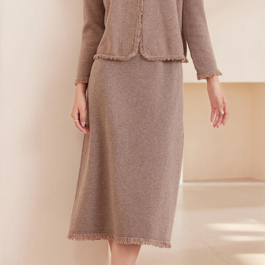 馥迦新中式毛边羊毛半身裙 商品图4