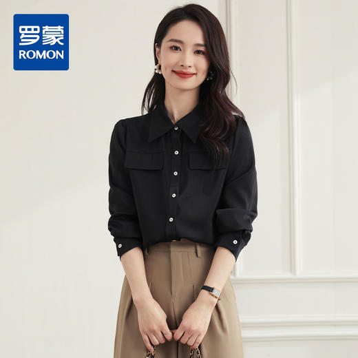 【商务通勤】罗蒙四季款女式长袖衬衫大众日常舒适简约职场衬衫女 商品图1