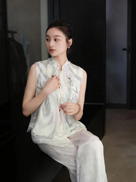 下架|盛唐牡丹|水绒蕾丝串珠马甲 商品图3