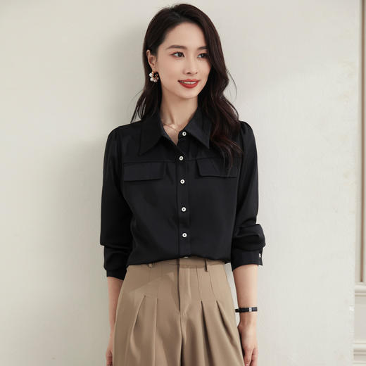 【商务通勤】罗蒙四季款女式长袖衬衫大众日常舒适简约职场衬衫女 商品图6