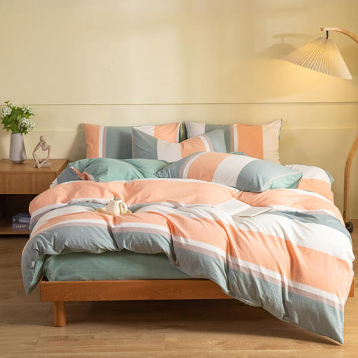 無印水洗色织全棉四件套 七彩条纹  MUJI-TJ23-83 商品图0
