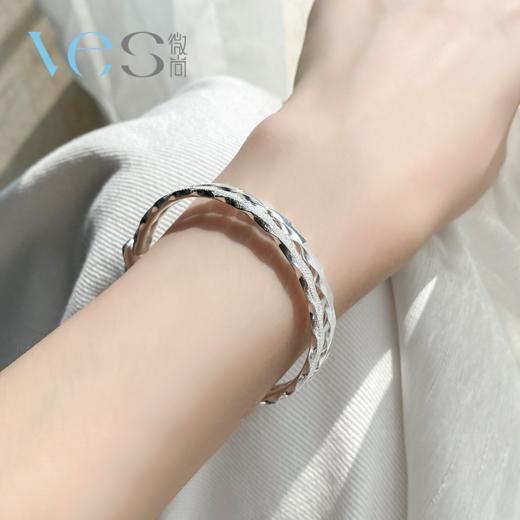 双层扭纹足银9999开口手镯 商品图3