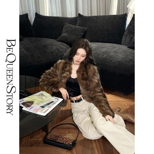 BeQueenStory【静奢女主】肌理感俄罗斯紫貂毛渐变冬季保暖皮草秋冬 商品图2