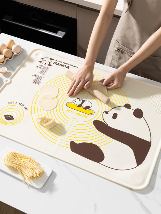 摩登主妇mototo熊猫揉面垫加厚食品级硅胶面板擀面垫子家用和面垫 商品图0