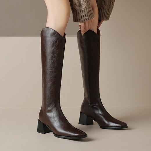 尖头粗跟高跟马丁靴高筒靴，筒骑士靴大筒围长筒靴HB-Z995 商品图3