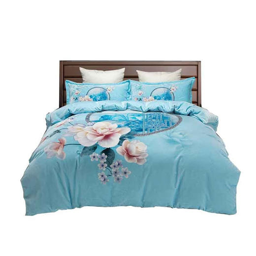 恒源祥礼业TBK2060中式数码印花暖绒四件套 中式数码印花暖绒四件套 200*230cm 商品图1