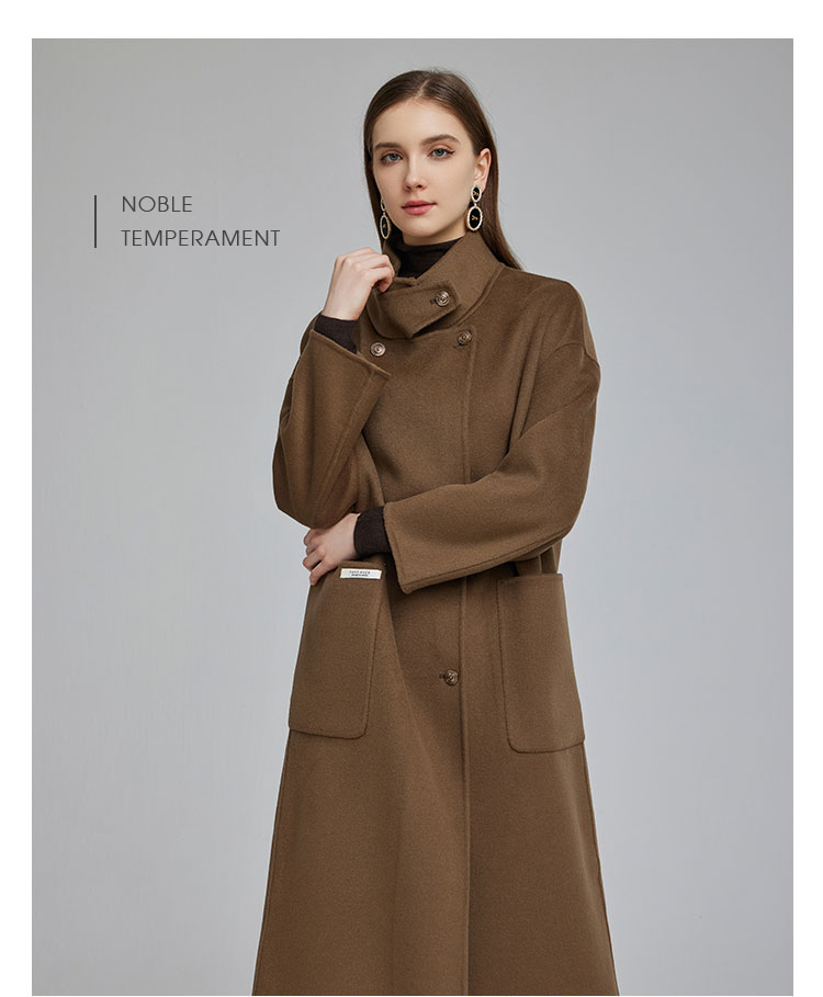 nh953斯尔丽23冬新款美拉德风双面羊毛大衣大立领宽松显瘦中长
