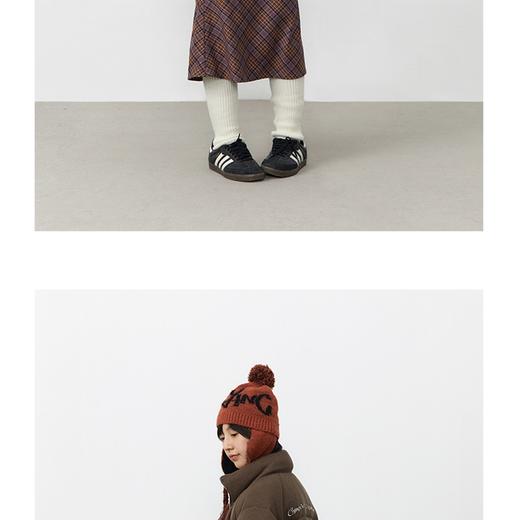 紫棕色斜纹格子复古鱼尾半身裙腰头可抽绳 商品图1