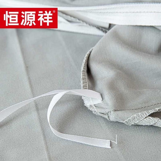 恒源祥礼业TBK3019绣花长绒棉四件套(浅蓝灰)  1.5m（被套：200*230cm） 商品图2
