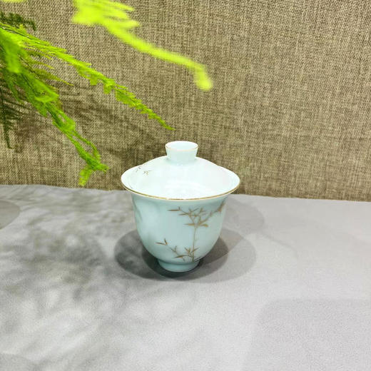 青花竹叶盖碗-处理 商品图0