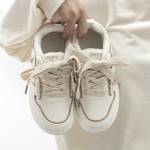 「两款配色！加绒款」2023新款秋冬二棉鞋休闲女鞋校园厚底小白鞋运动加绒板鞋 商品图3