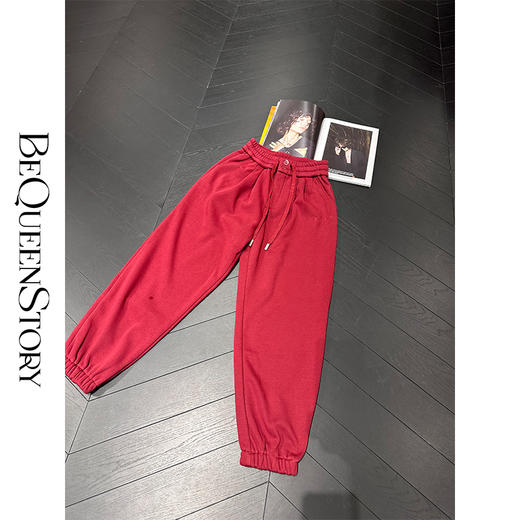 【孤品样衣，不退不换】【幸运女神】百搭抽绳高腰束脚卫裤保暖运动休闲裤秋冬 商品图2