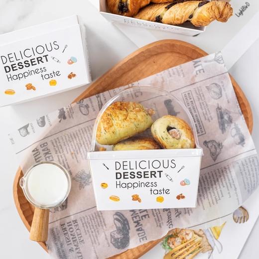 纸塑彩盒 三明治包装盒 厚蛋吐司早餐便当盒子 带盖透明 烘焙西点打包盒 商品图1