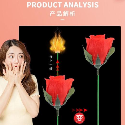 火把变玫瑰花抖音同款空手出玫瑰情人节魔术玫瑰花泡妞魔术道具 商品图4