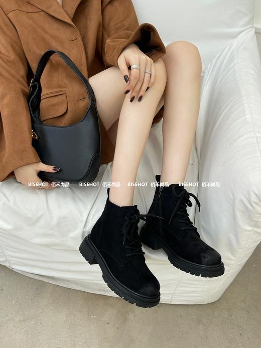 新品女士加绒绒布细带百搭矮靴962B35587（W） 商品图1