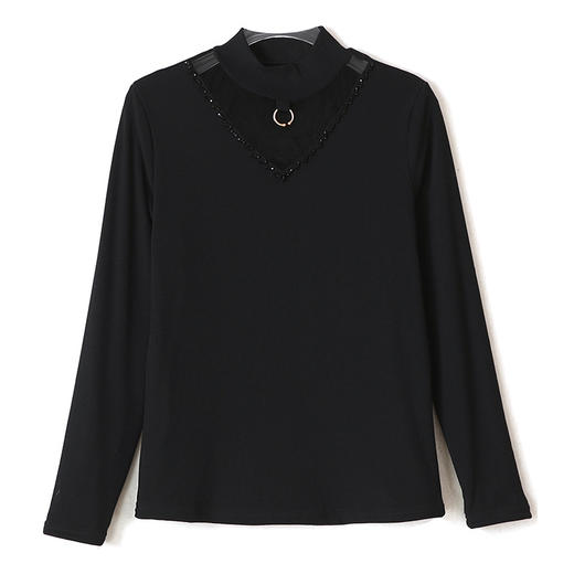 立领镂空透视网纱长袖加绒打底衫KQL-B40N2311 商品图4