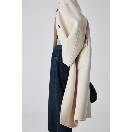 原形高级感羊毛双面呢大衣女2023秋冬新款立领双排扣毛呢外套长款 商品图4