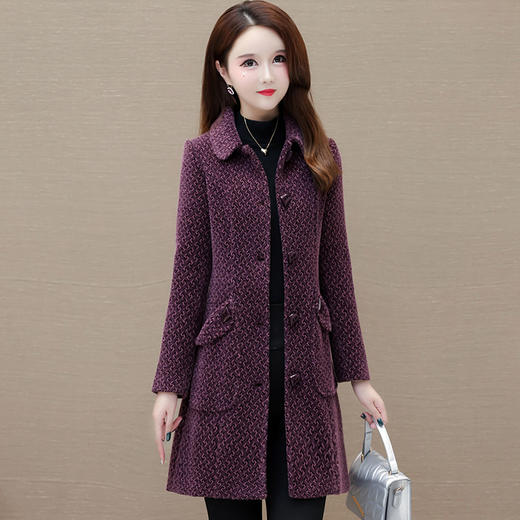 时尚厚款外套，秋冬季新款女装中长款单排扣休闲大衣QYM-KED-H1509 -Y 商品图0