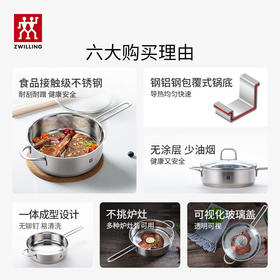 双立人（ZWILLING）不锈钢煎锅蒸笼无涂层平底锅牛排锅炒菜锅电磁炉通用24cm 24cm煎炒锅（含锅盖）+蒸笼2件套