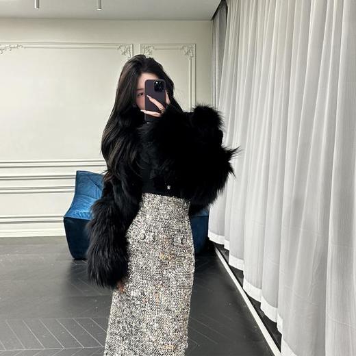BeQueenStory【爱神黑加仑】高定天鹅绒水貂拼接芬兰银狐蓬松皮草 商品图3