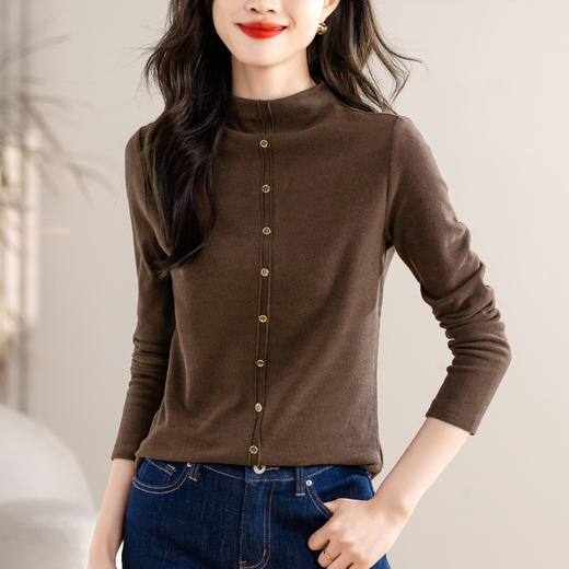 SMZ12135半高领德绒打底衫女新款2023爆款长袖t恤女时尚洋气冬季内搭上衣 商品图0