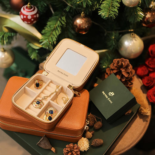 【时髦精必备】Retro Chic 品牌真皮小号首饰盒（ 商品图2